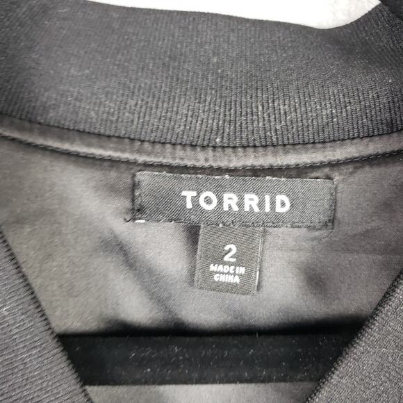 Torrid Size 2X Chiffon Bomber Jacket Black White Polka Dot Whimsigoth Fall Witch - Picture 5 of 10